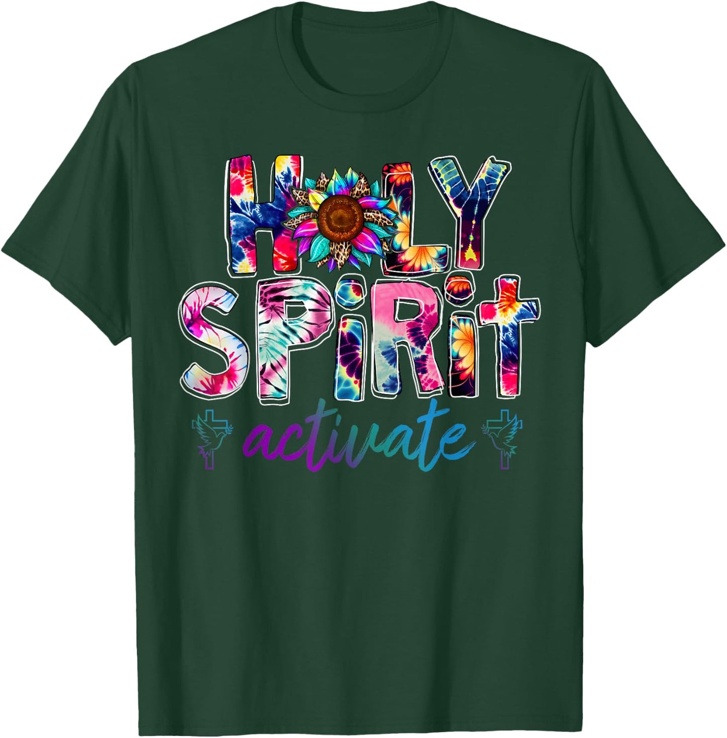 Holy Spirit Activate Leopard Christians Jesus Love Tie Dye T-Shirt - T-Shirt | Forest