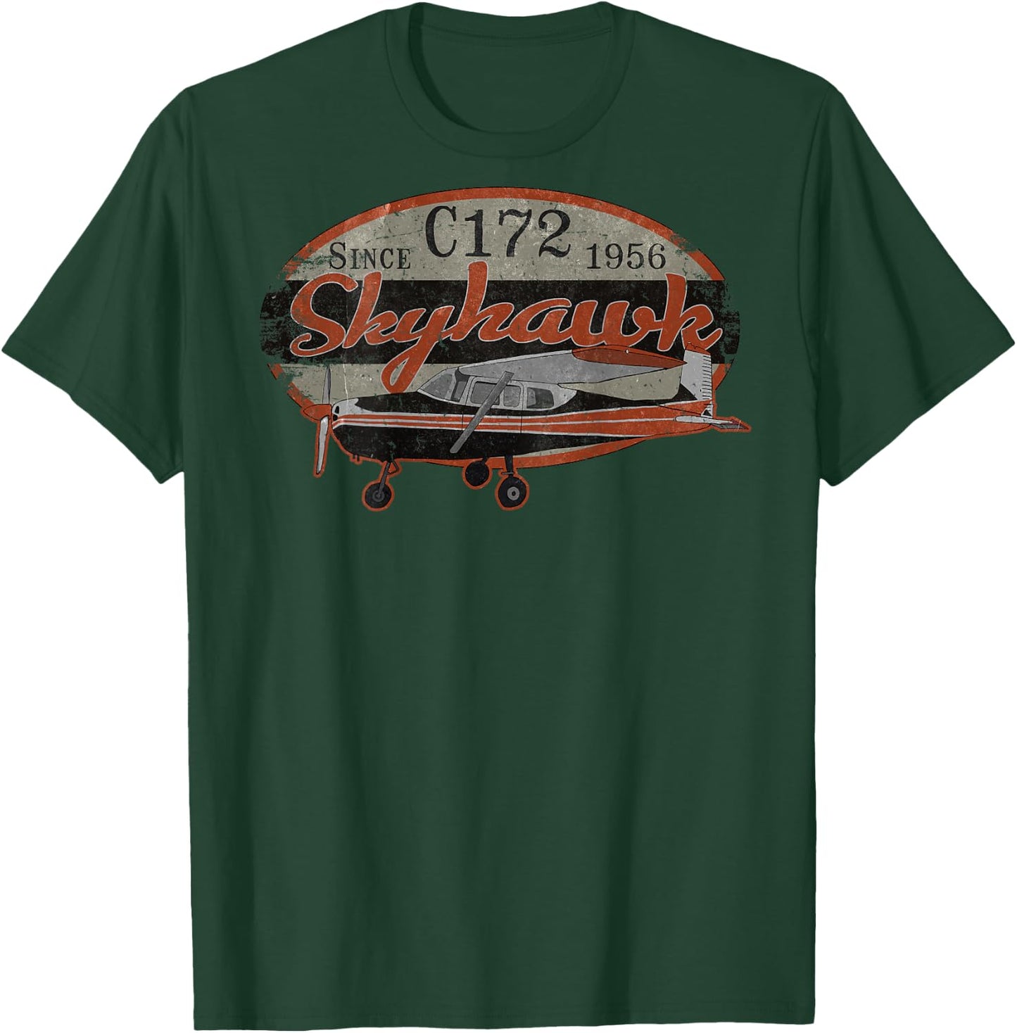 172 Skyhawk Vintage Retro Airplane Flying Pilot | BACK PRINT T-Shirt - T-Shirt | Forest