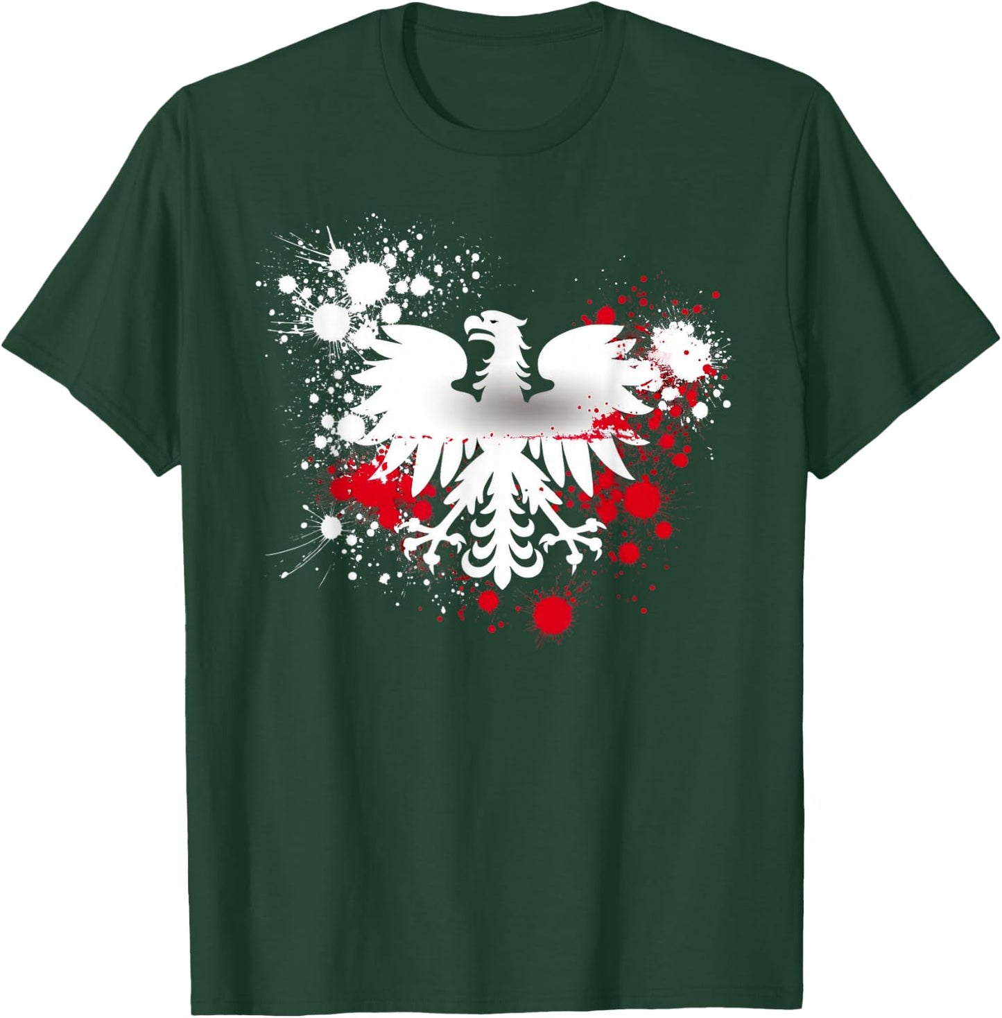 Poland Flag Paint Splatter White Eagle Polska Polish Pride T-Shirt - T-Shirt | Forest
