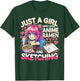 Just A Girl Who Loves Anime Ramen And Sketching, Japan Anime T-Shirt - T-Shirt | Forest