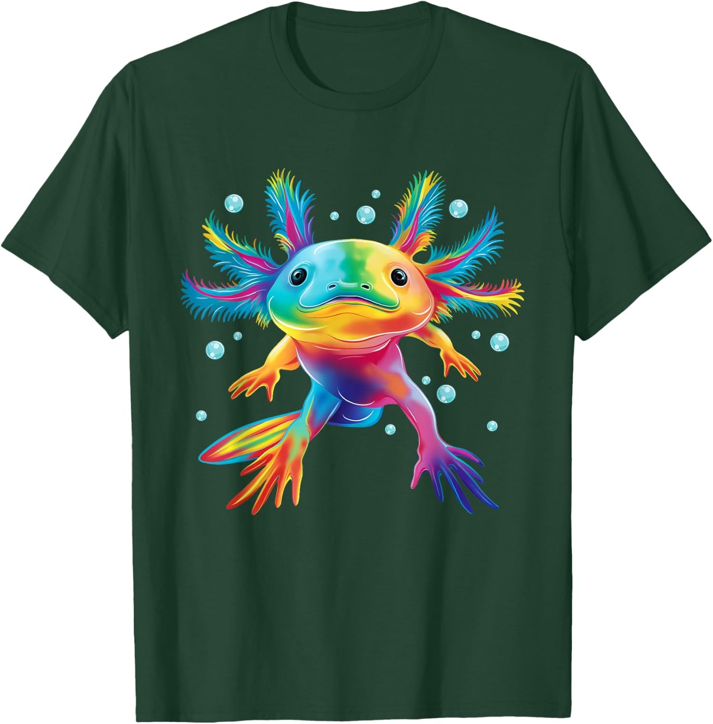Cute Axolotl Colorful Axolotl Art Girls Boys Kids Women , Small, Black T-Shirt - T-Shirt | Forest