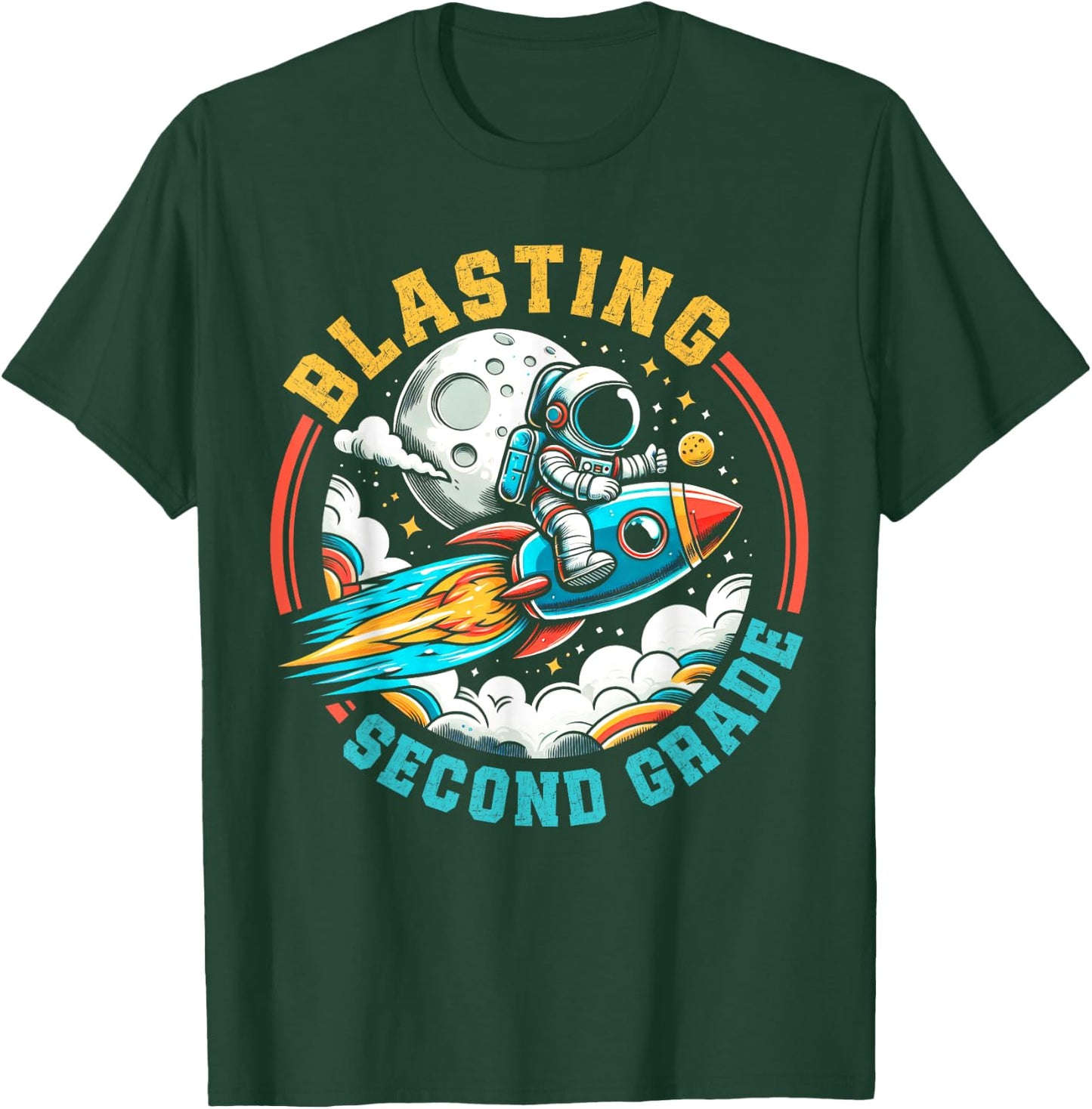 Blasting into Second Grade Astronaut Rocket Back to School T-Shirt - T-Shirt | Forest