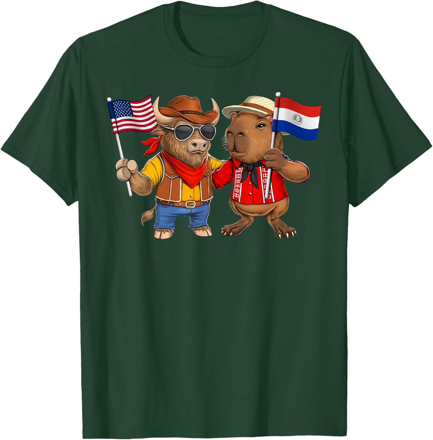 USA Paraguay Flag Proud Paraguayan American Roots T-Shirt - T-Shirt | Forest