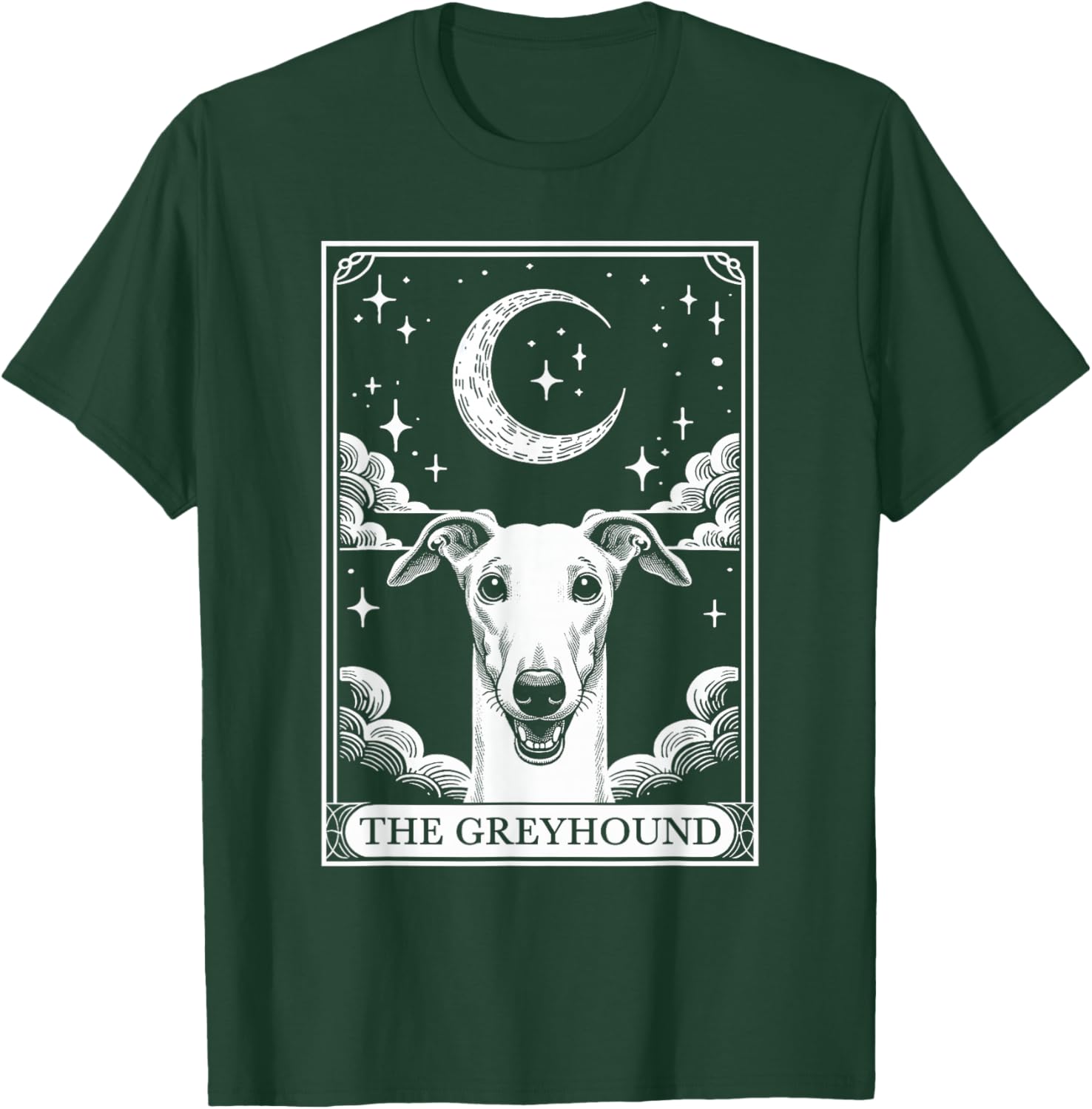 Tarot Card Vintage Crescent Moon Greyhound Dog Mom Women Kids T-Shirt - T-Shirt | Forest