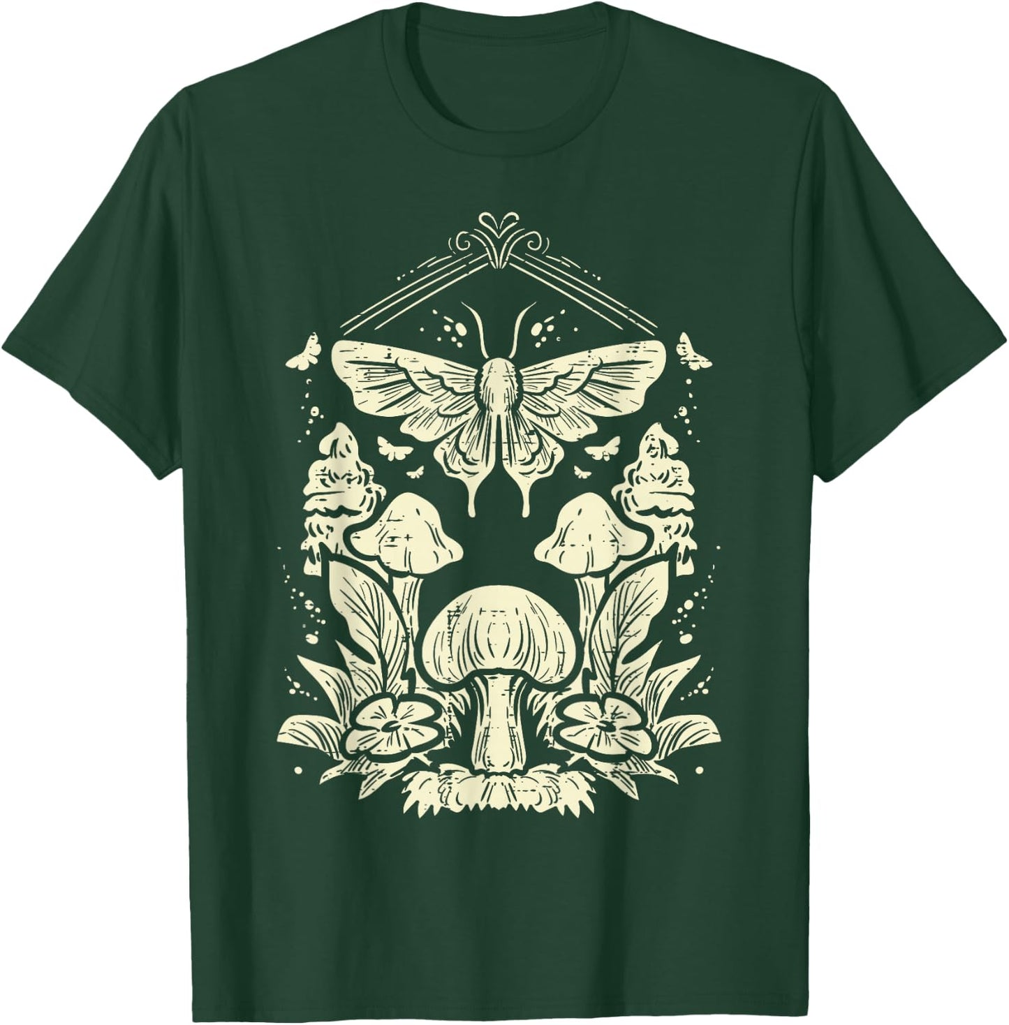 Moth Mushrooms Fairycore Fairy Grunge Nature Women Girls Kid T-Shirt - T-Shirt | Forest