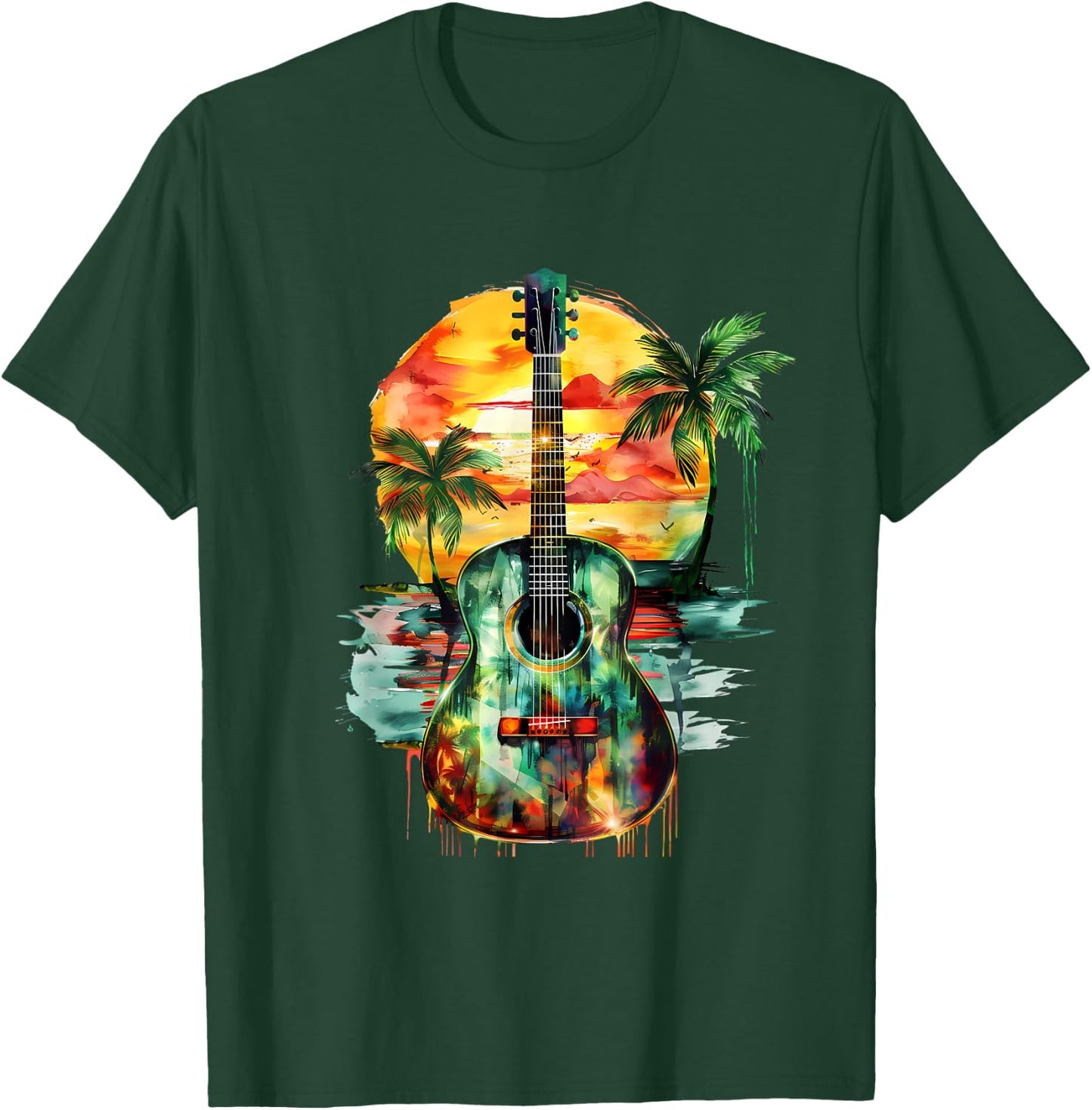 Reggae Music Guitar Rastafari Roots Rasta Reggae Music T-Shirt - T-Shirt | Forest