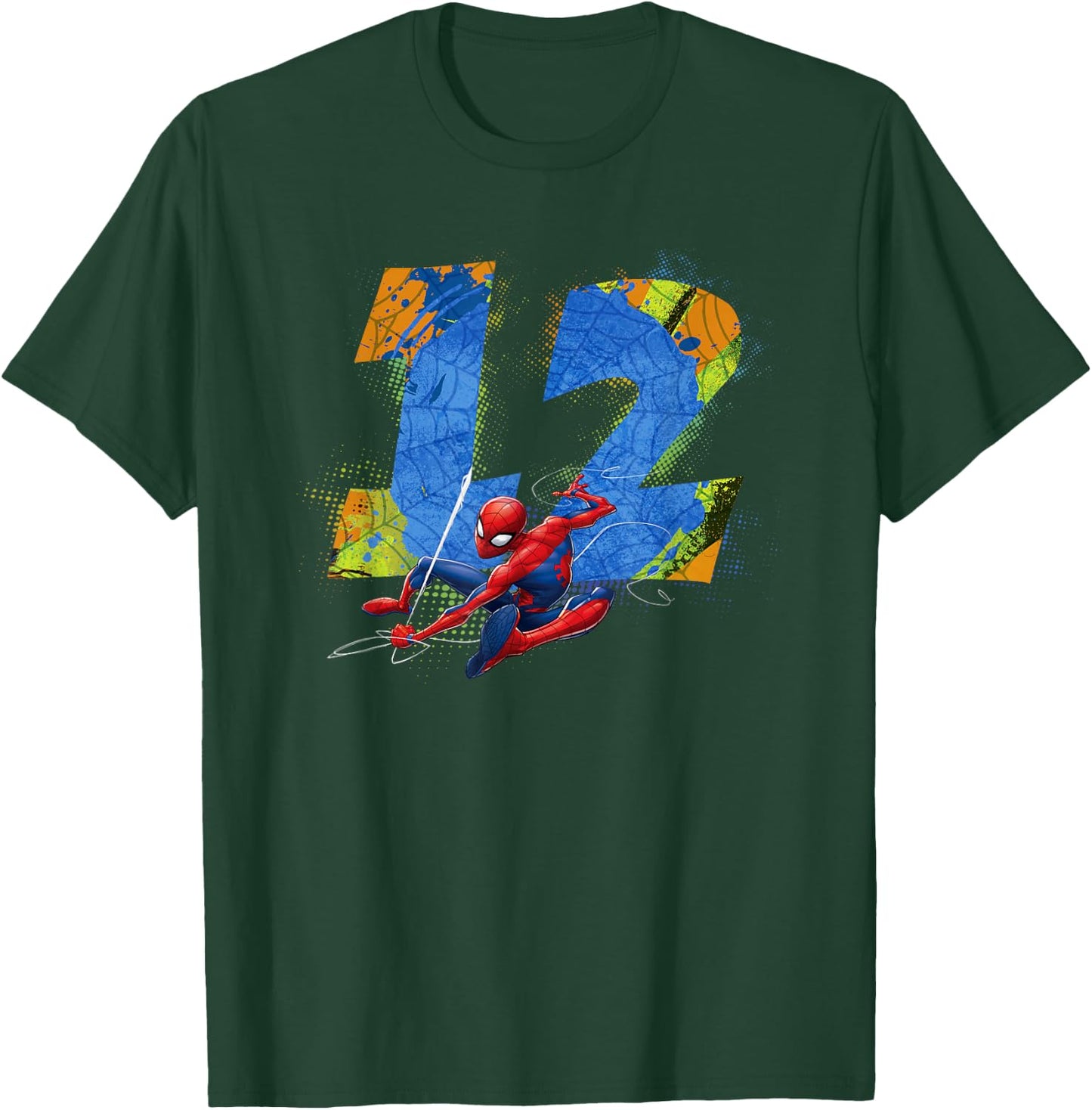 Marvel Super Heroes Spider-Man 12 Year Old Twelfth Birthday T-Shirt - T-Shirt | Forest