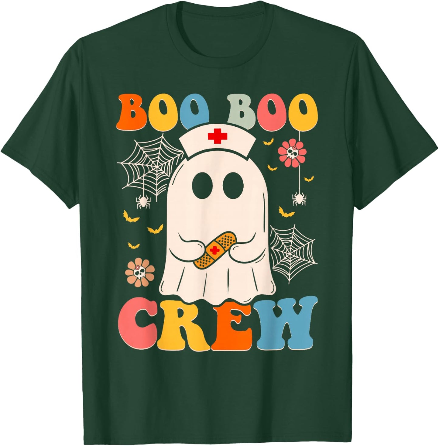 Groovy Retro Boo Boo Crew Nurse Funny Ghost Halloween Nurse T-Shirt - T-Shirt | Forest