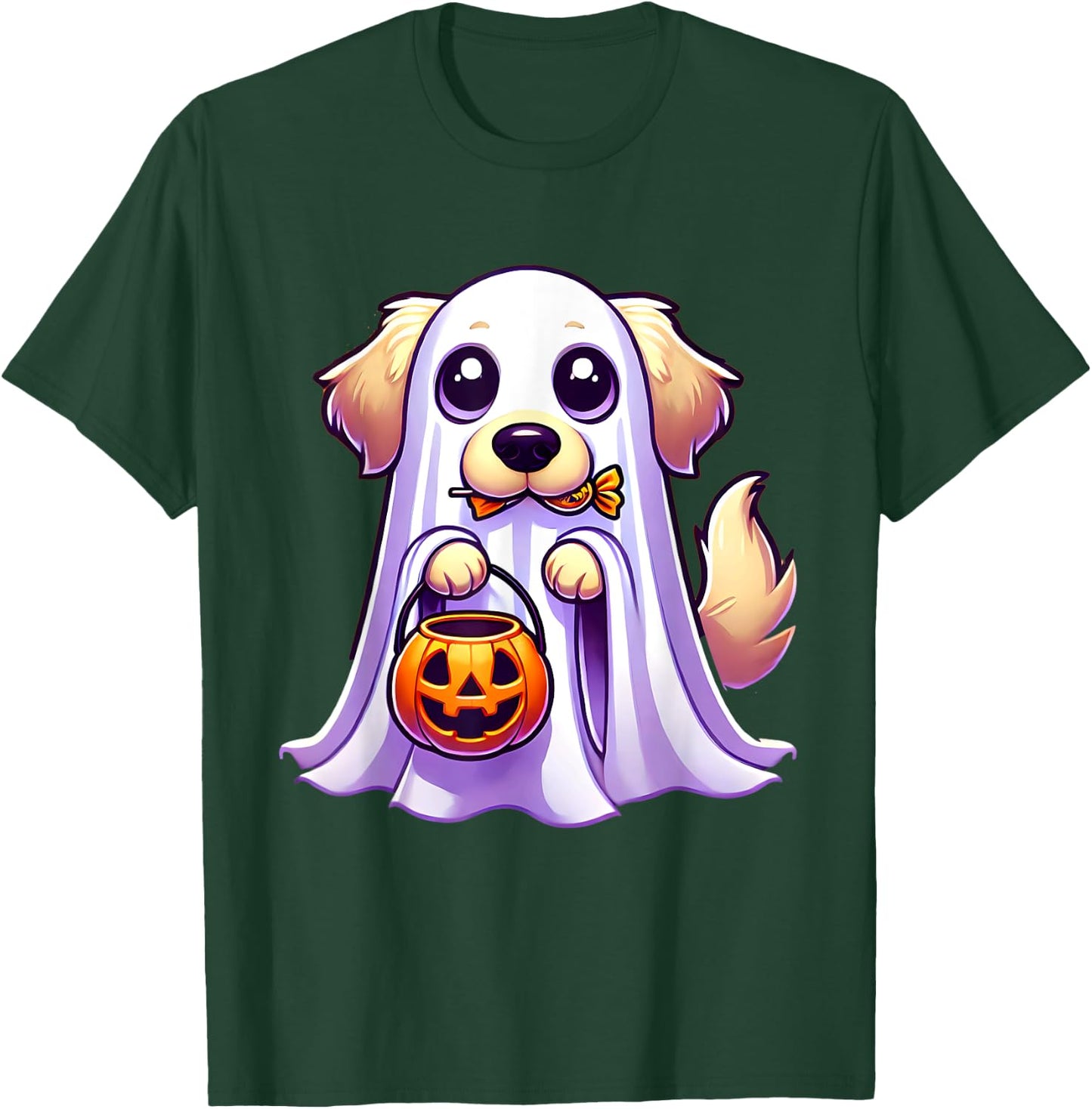 Golden Retriever Ghost Halloween Dog Men Women Kids T-Shirt - T-Shirt | Forest