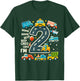2 Year Old Birthday Boy Truck Car Transportation T-Shirt - T-Shirt | Forest
