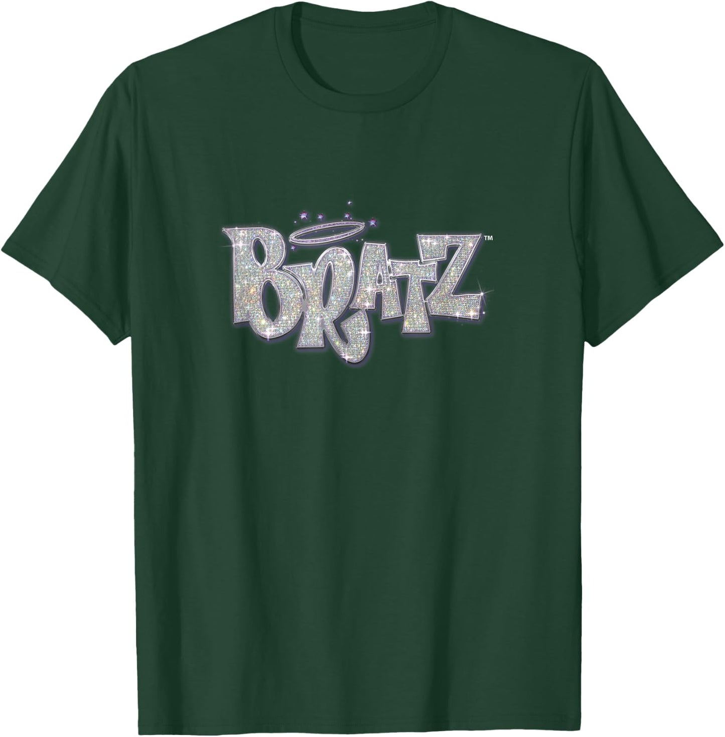 Bratz Silver Glitter Logo Purple Lining Angel Halo Sparkles T-Shirt - T-Shirt | Forest