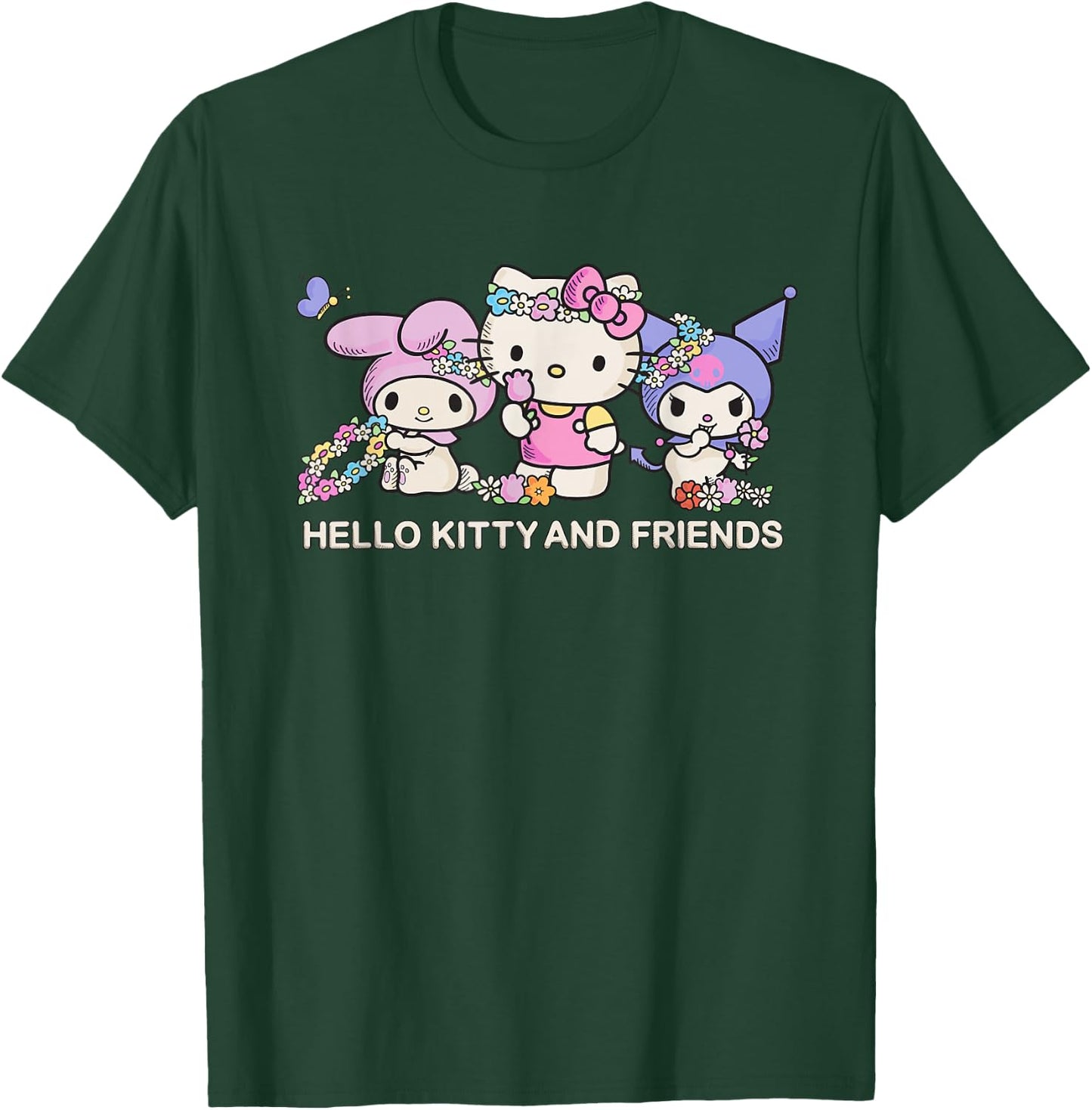 Sanrio Hello Kitty and Friends Flower Crowns , Small, Black T-Shirt - T-Shirt | Forest