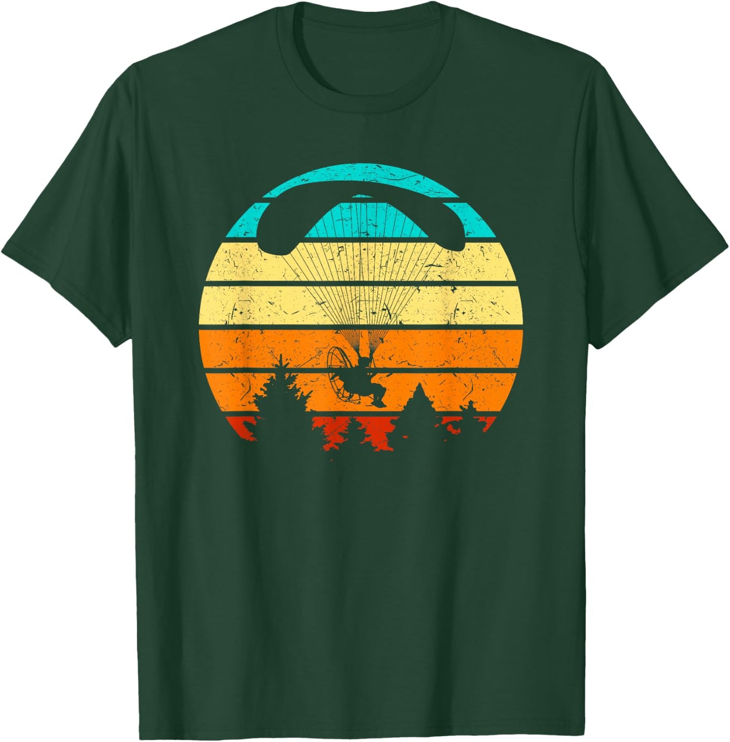 Retro Paramotor Pilot Sunset Vintage Paramotor T-Shirt - T-Shirt | Forest