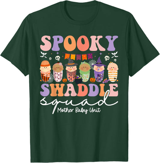 Spooky Swaddle Squad Mother Baby Unit Halloween T-Shirt - T-Shirt | Forest