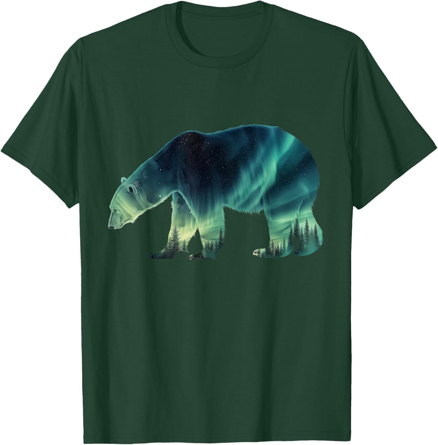 Polar Bear Northern Light Winter Arctic Nature Lover T-Shirt - T-Shirt | Forest