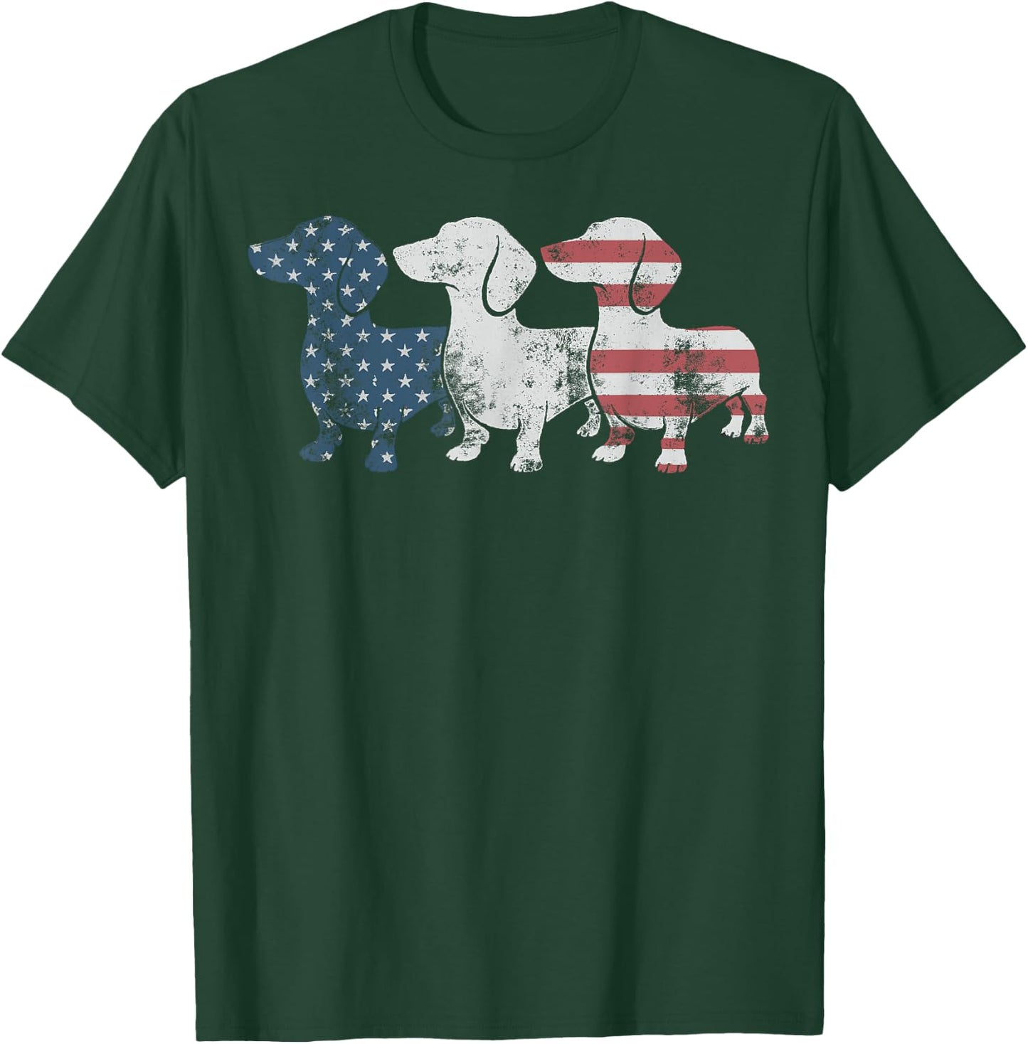 Patriotic Dachshund Dog USA Flag Sunglasses 4th of July T-Shirt - T-Shirt | Forest