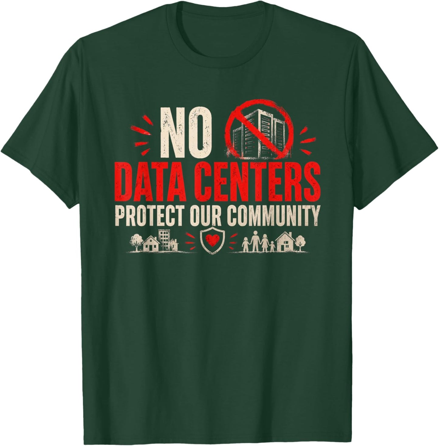 No Data Centers Protect Our Community Retro T-Shirt - T-Shirt | Forest