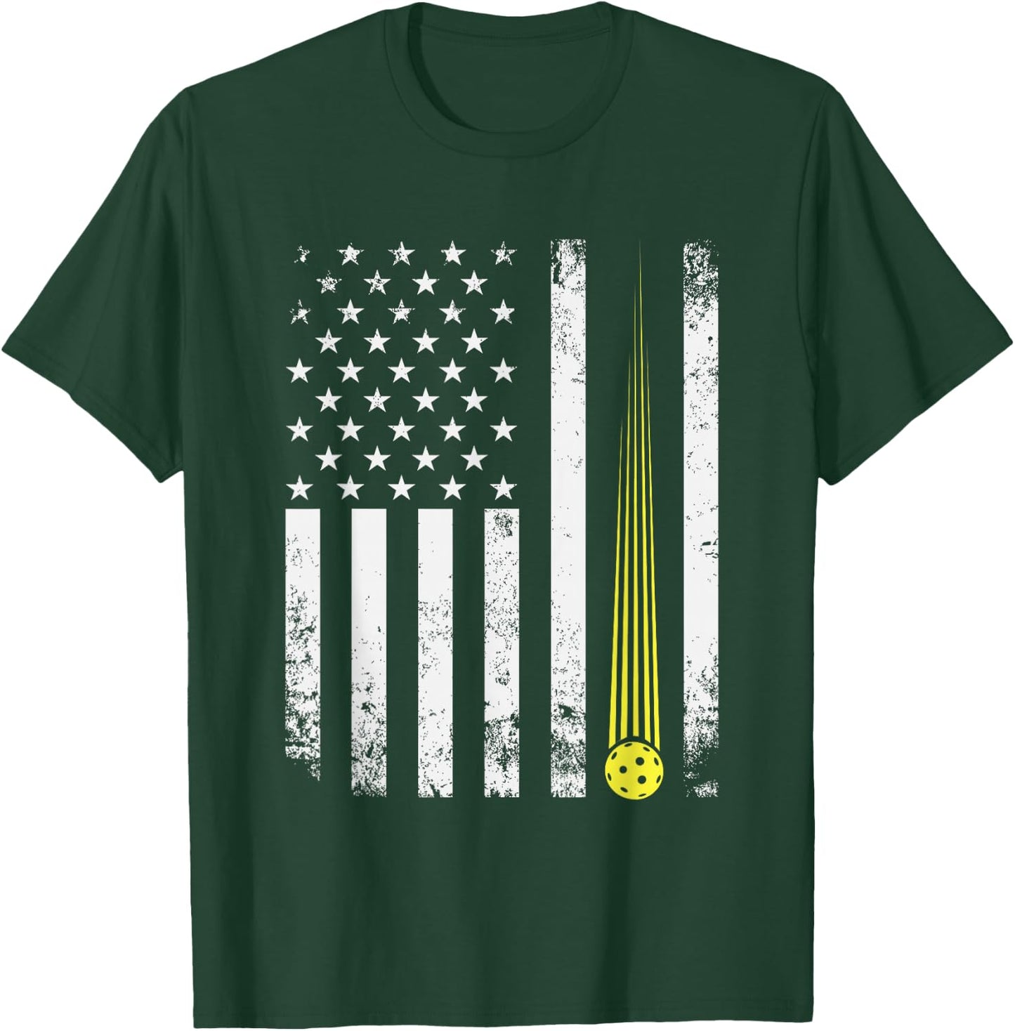 Pickleball USA Flag Pickleball Player Flag Pickleballers T-Shirt - T-Shirt | Forest
