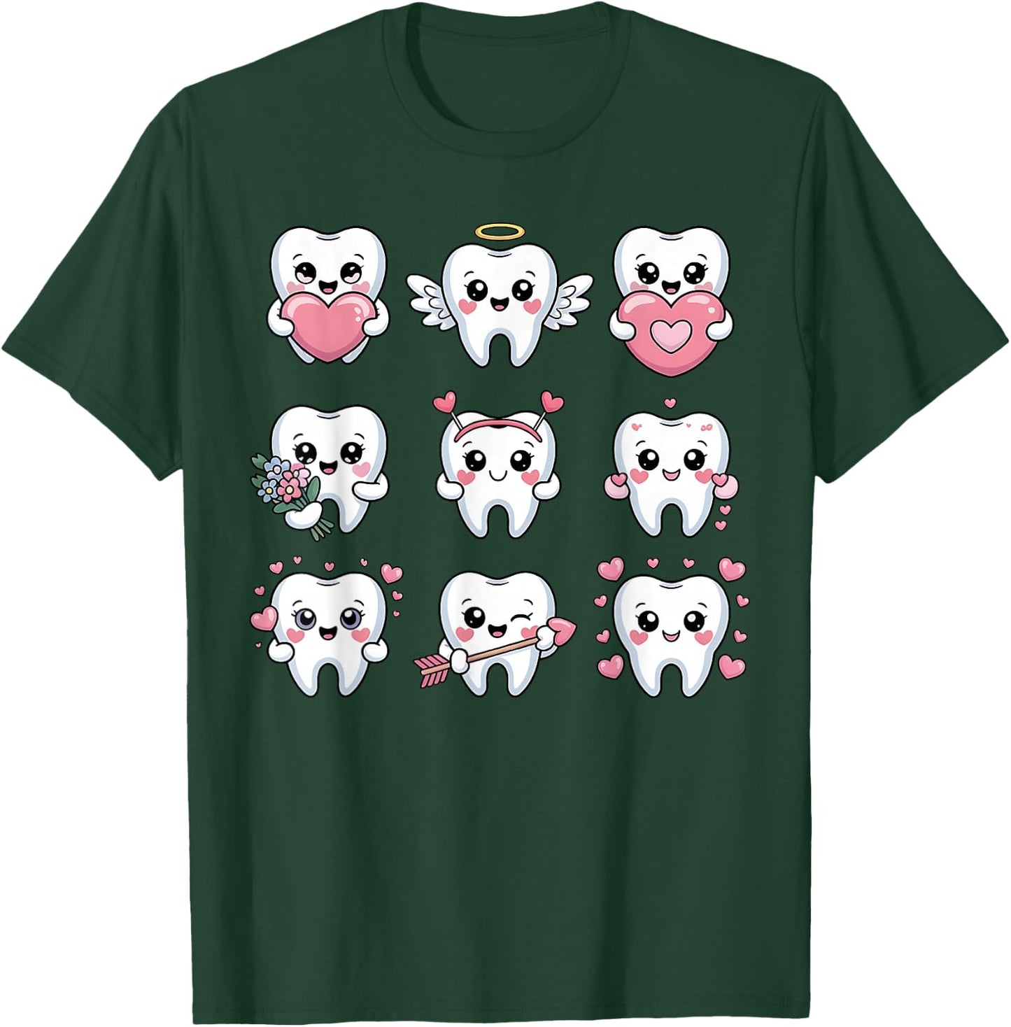 Cute Teeth Valentine Heart Dental Hygienist Dentist Love T-Shirt - T-Shirt | Forest