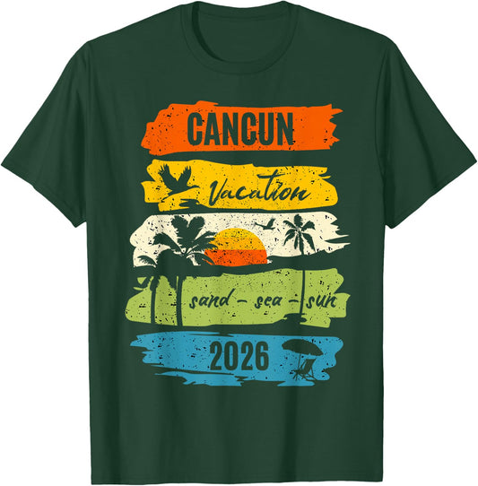 Family Vacation Cancun Mexico 2026 Retro Matching Group T-Shirt - T-Shirt | Forest