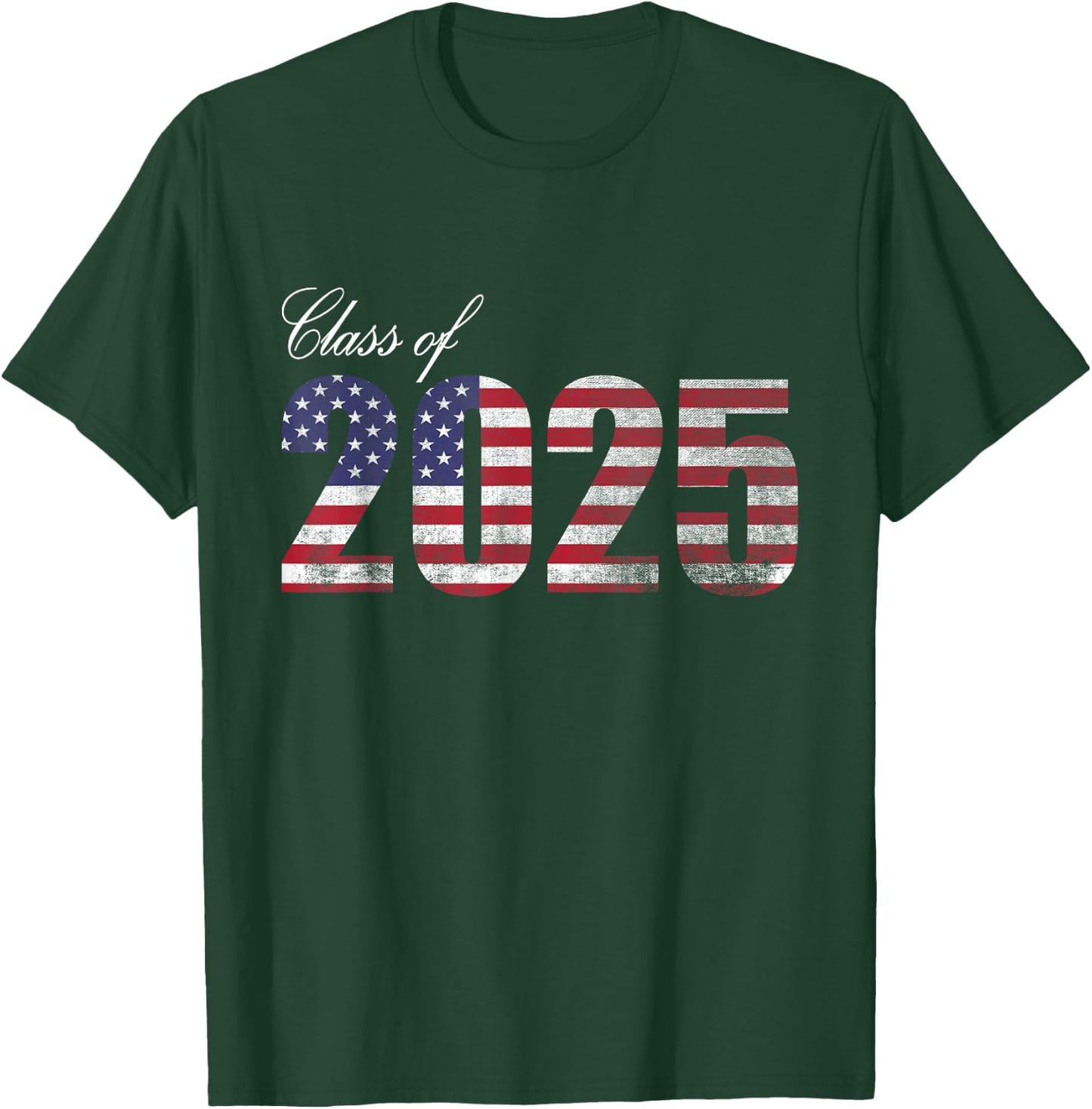 Senior 2025 American Flag USA Graduation Class of 2025 Women Kids Men T-Shirt - T-Shirt | Forest