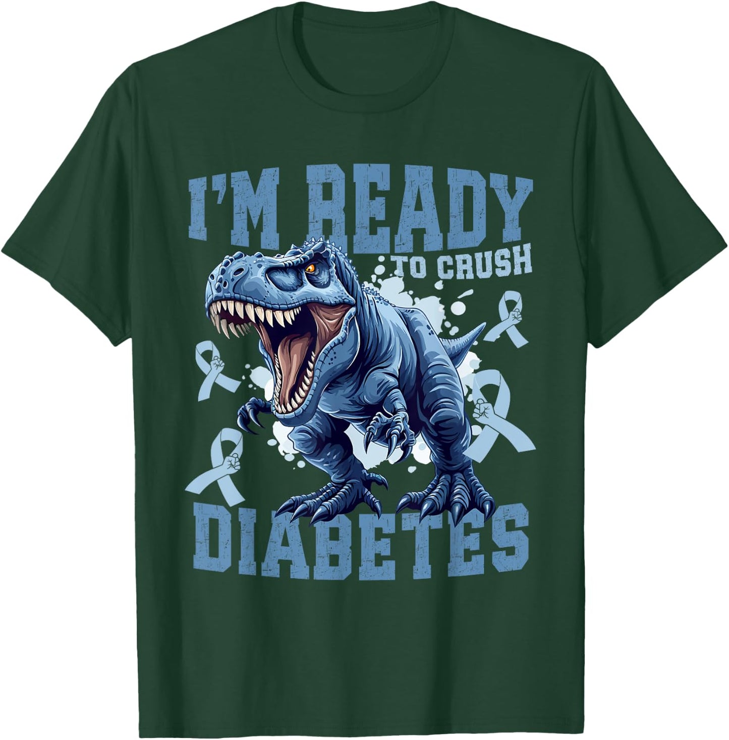 T1D Diabetes Awareness Kids T Rex T-Shirt - T-Shirt | Forest