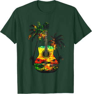 Reggae Music Guitar Rastafarian Roots Rasta Jamaican T-Shirt - T-Shirt | Forest