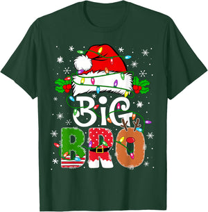 Big Bro Santa New Sibling Brother Announcement Xmas Lights T-Shirt - T-Shirt | Forest