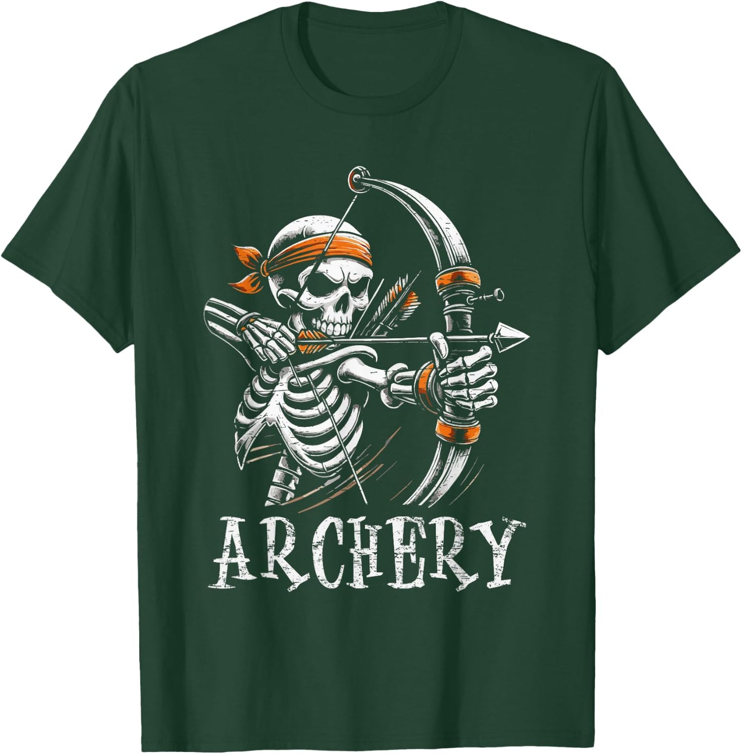 Archery Skeleton Skull Bow Arrow Archer T-Shirt - T-Shirt | Forest
