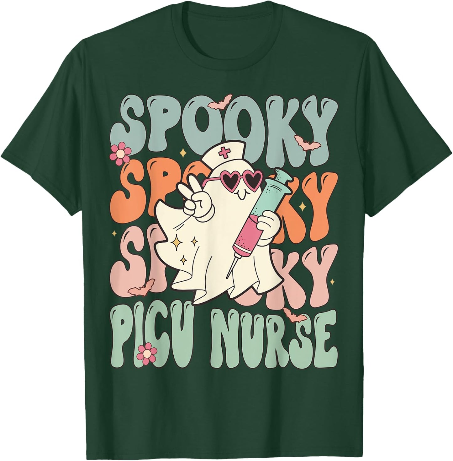Spooky PICU Nurse Halloween Pediatric Intensive Care Nurse T-Shirt - T-Shirt | Forest