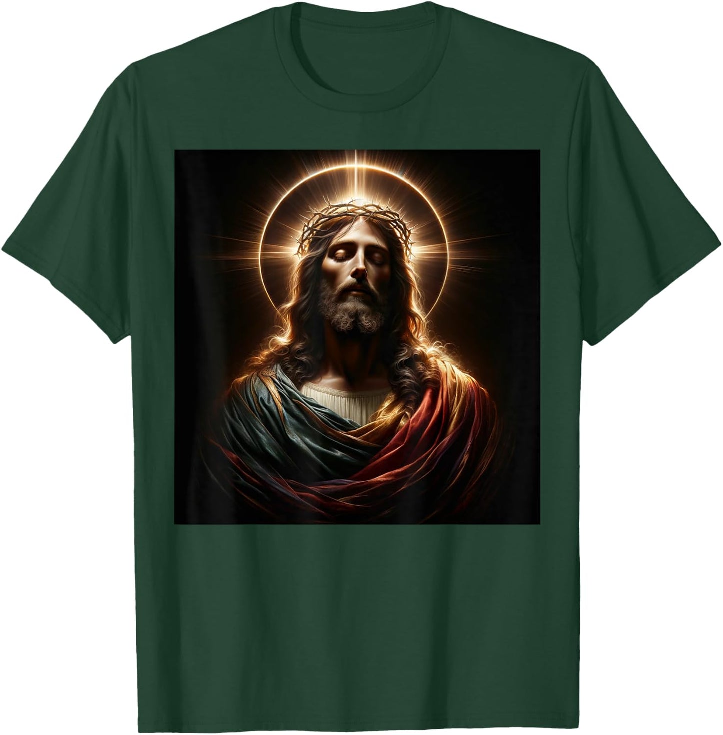 Jesus Christ Divine Crown of Thorns Christian Art T-Shirt - T-Shirt | Forest
