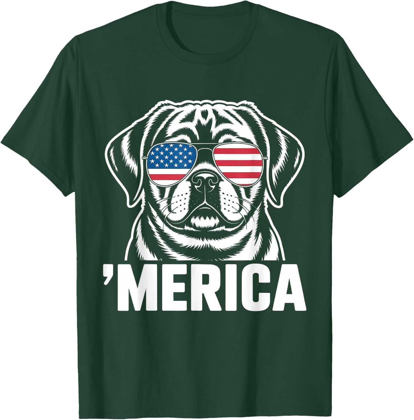 Patriotic USA American Flag 4th of July Puggle T-Shirt - T-Shirt | Forest