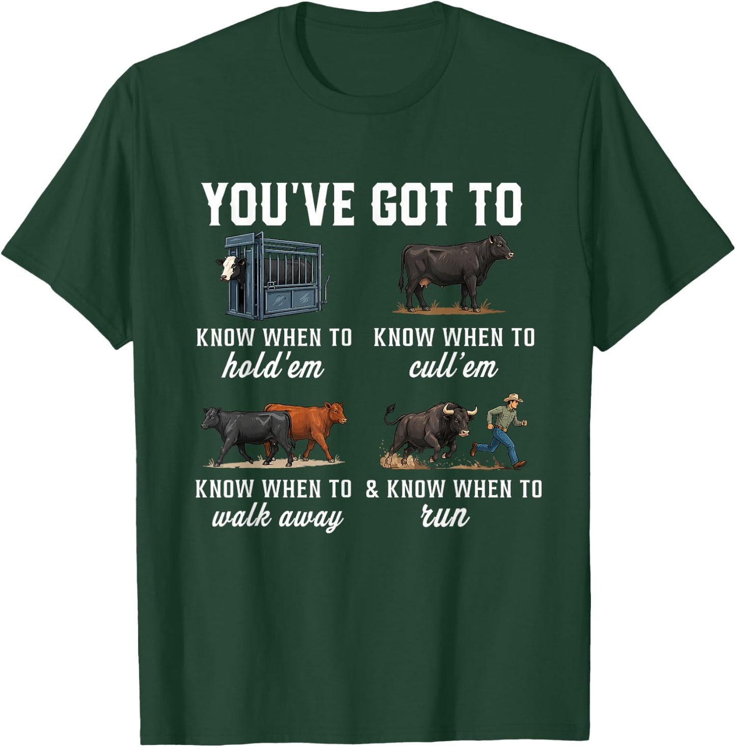 You've Got to Know When to Hold'em Retro Funny Cow Lover T-Shirt - T-Shirt | Forest