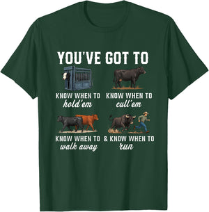 You've Got to Know When to Hold'em Retro Funny Cow Lover T-Shirt - T-Shirt | Forest