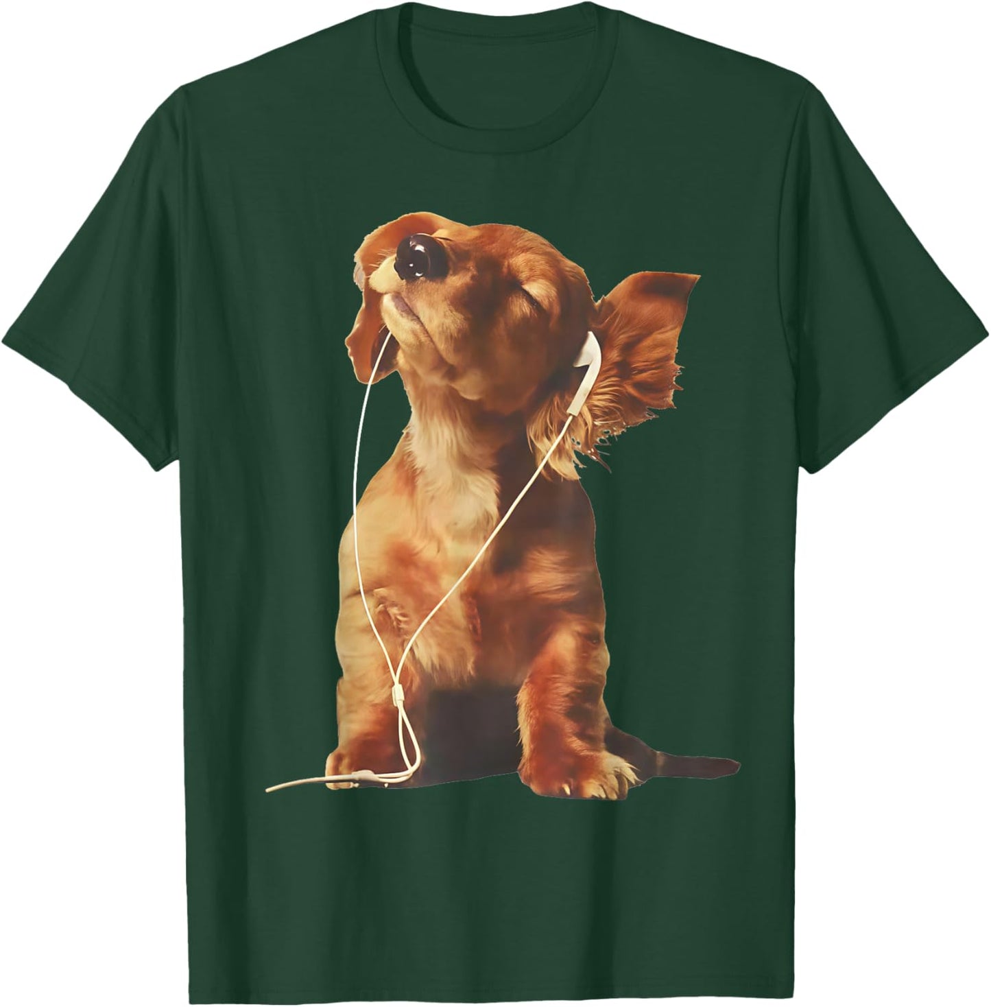 Cavalier King Charles Spaniel Listening to Music Dogs Lover T-Shirt - T-Shirt | Forest