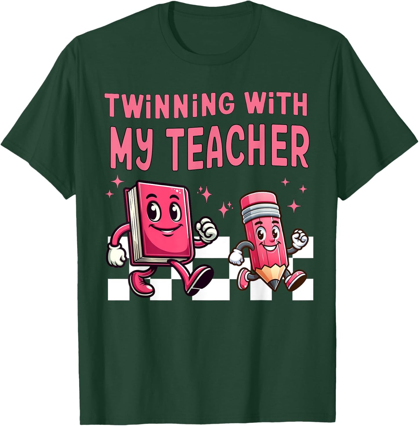 Twinning With My Teacher Para Matching Paraprofessional 70s Men Women T-Shirt - T-Shirt | Forest