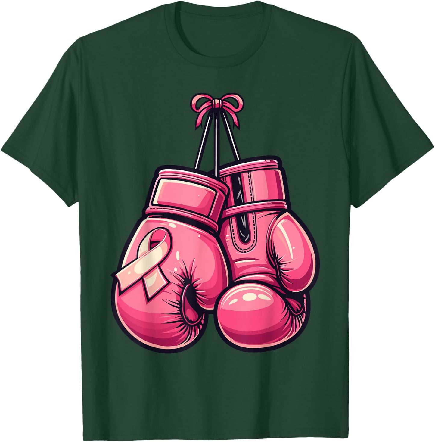 Breast Cancer Boxing Glove Pink Ribbon Awareness Fight Women T-Shirt - T-Shirt | Forest