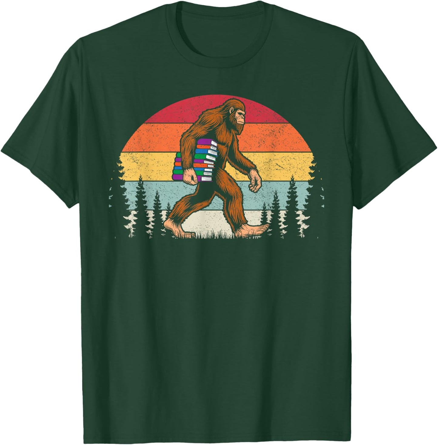 Bigfoot books sasquatch bookworm reading retro vintage T-Shirt - T-Shirt | Forest