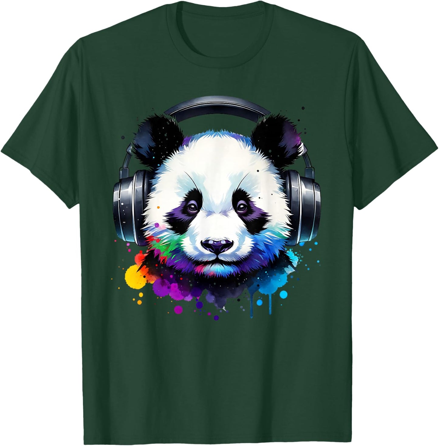 Panda With Headphones T-Shirt - T-Shirt | Forest