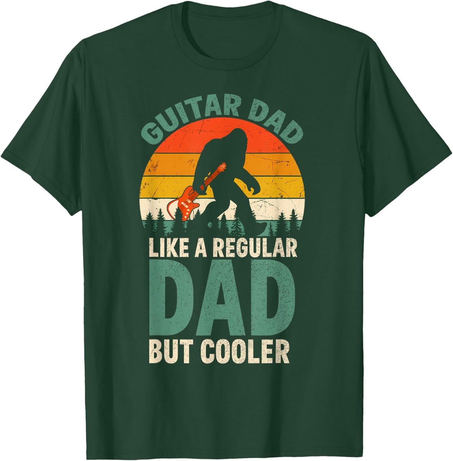 Funny Bigfoot Guitar Dad For Guitarist Music Lover Dad T-Shirt - T-Shirt | Forest