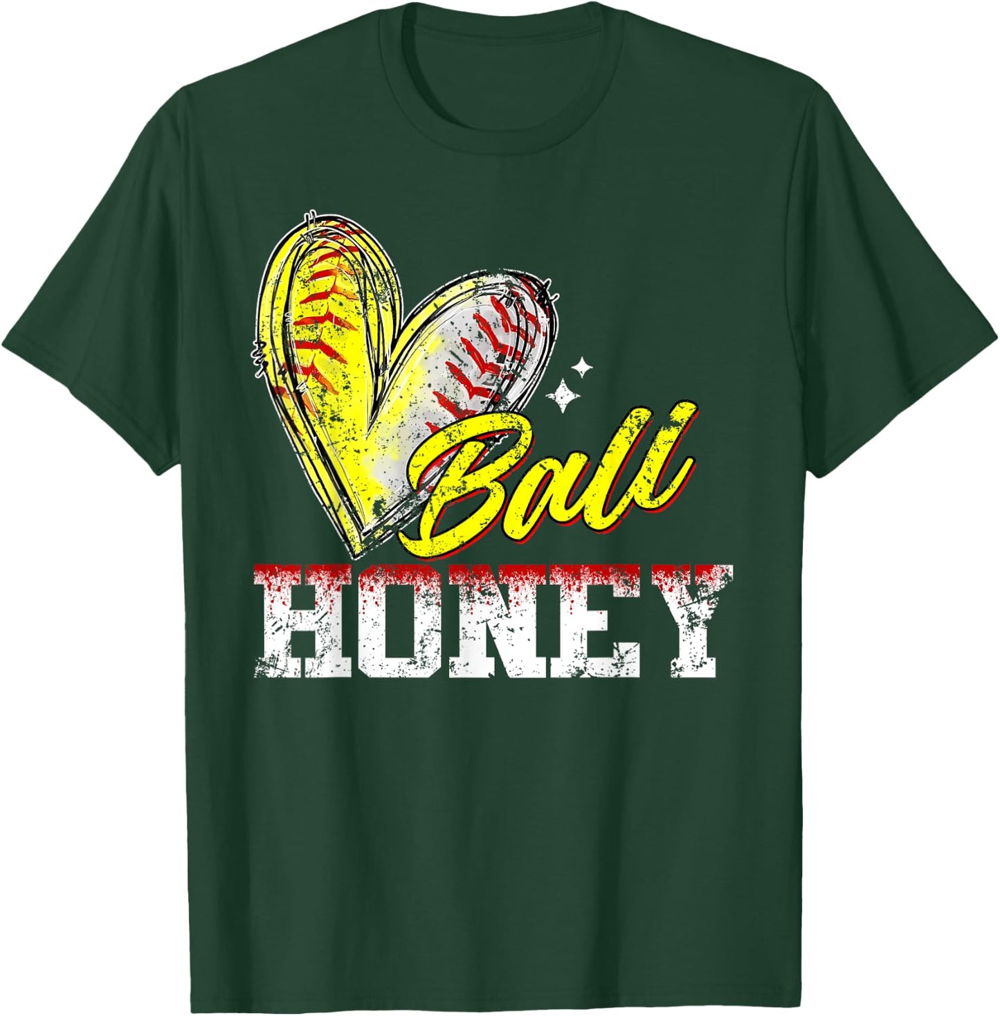 Ball Honey Heart Funny Baseball Softball Honey T-Shirt - T-Shirt | Forest