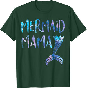Mermaid Mama Tail Matching Mermaid Squad Birthday Party T-Shirt - T-Shirt | Forest