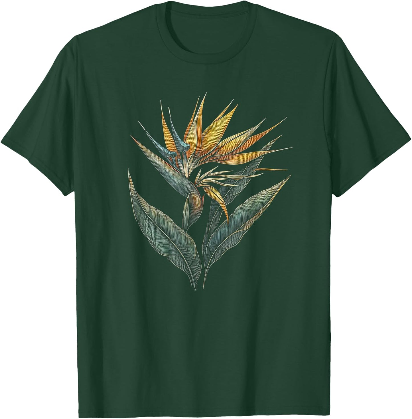 Bird Of Paradise Flower Art Design And Men T-Shirt - T-Shirt | Forest