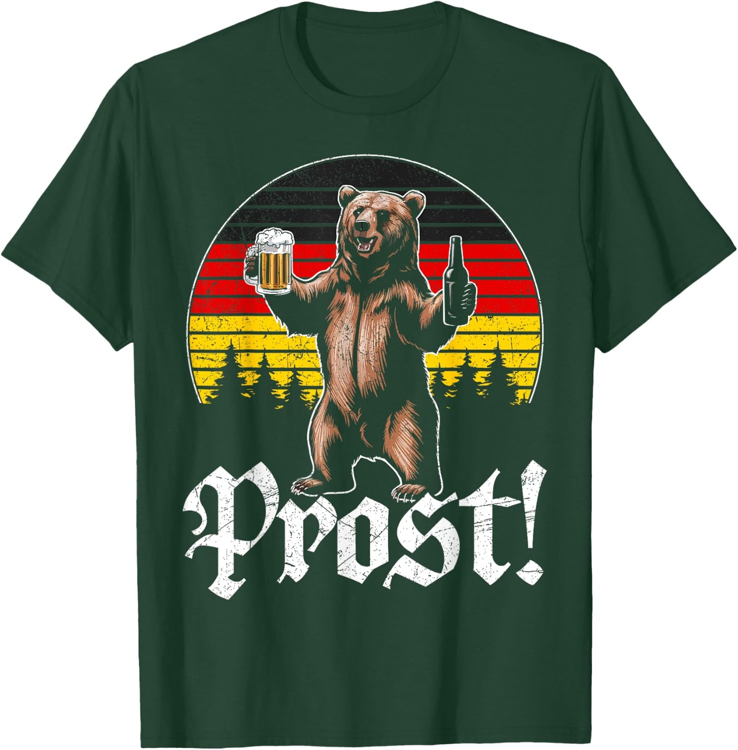 Funny Oktoberfest Cheers Bear Retro Vintage Drinking Costume T-Shirt - T-Shirt | Forest