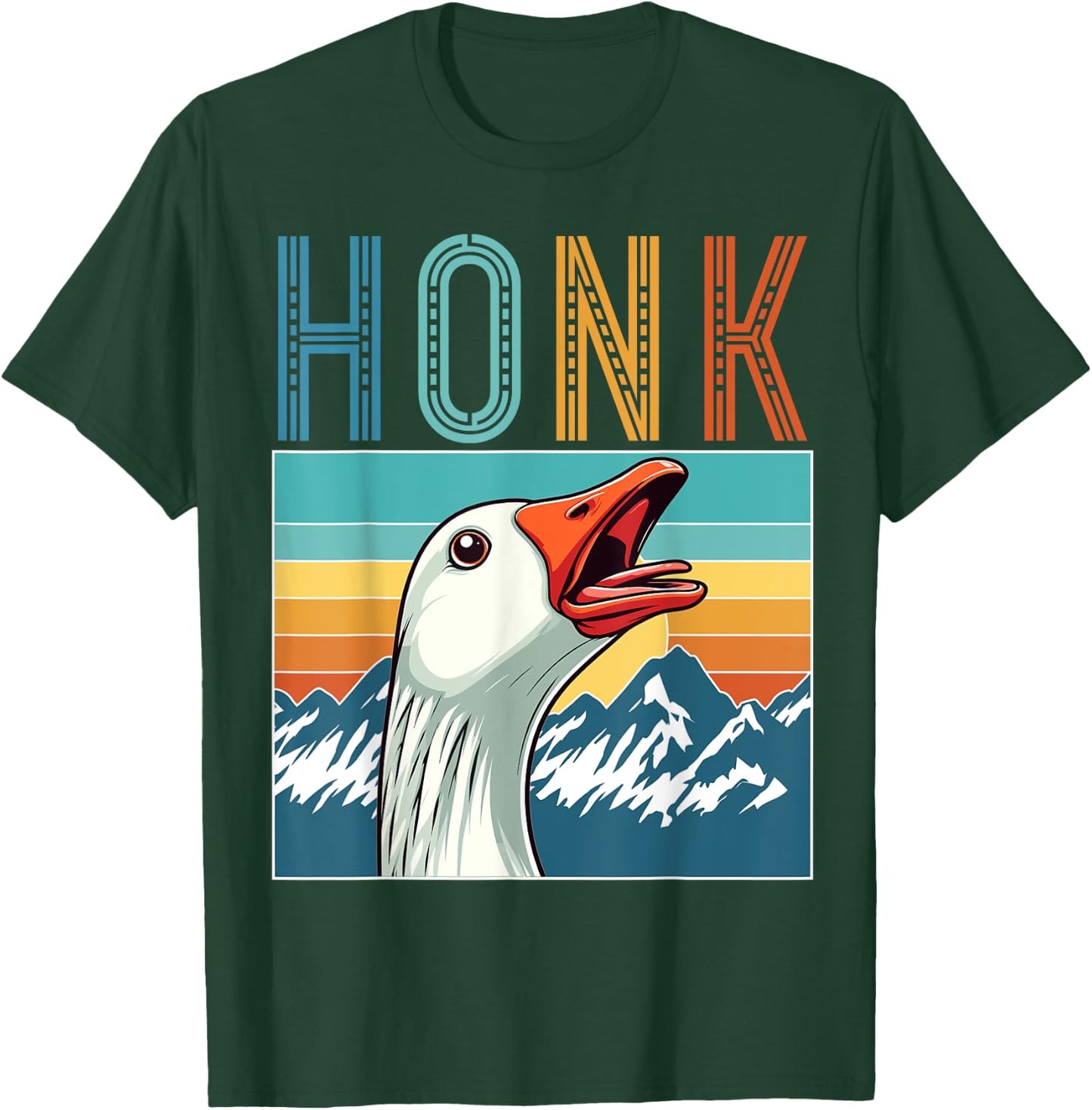 Funny Goose Honk Retro Vintage T-Shirt - T-Shirt | Forest
