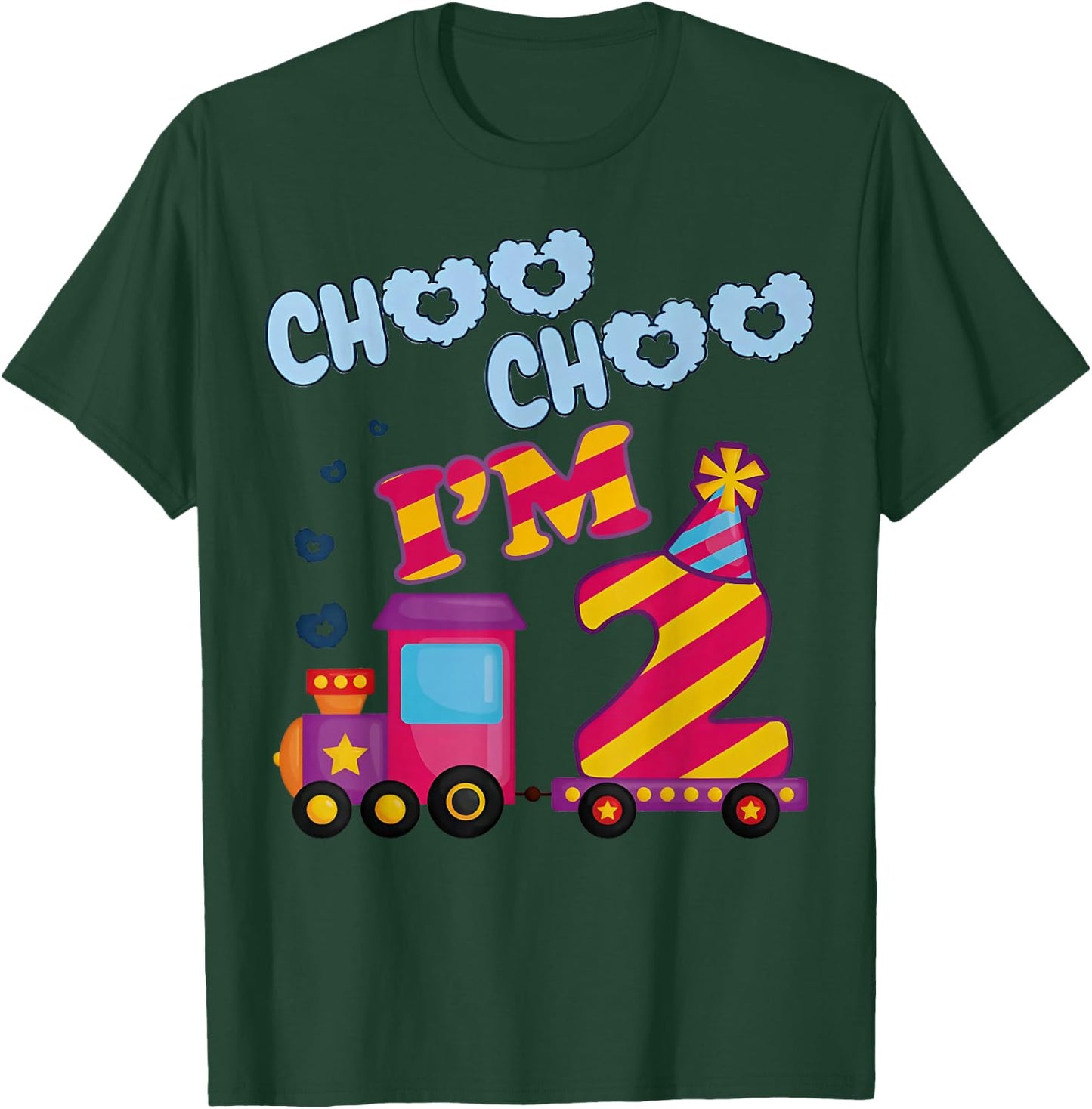Choo Choo I'm 2nd Birthday Two 2 Year Old Train Kids Toddler T-Shirt - T-Shirt | Forest