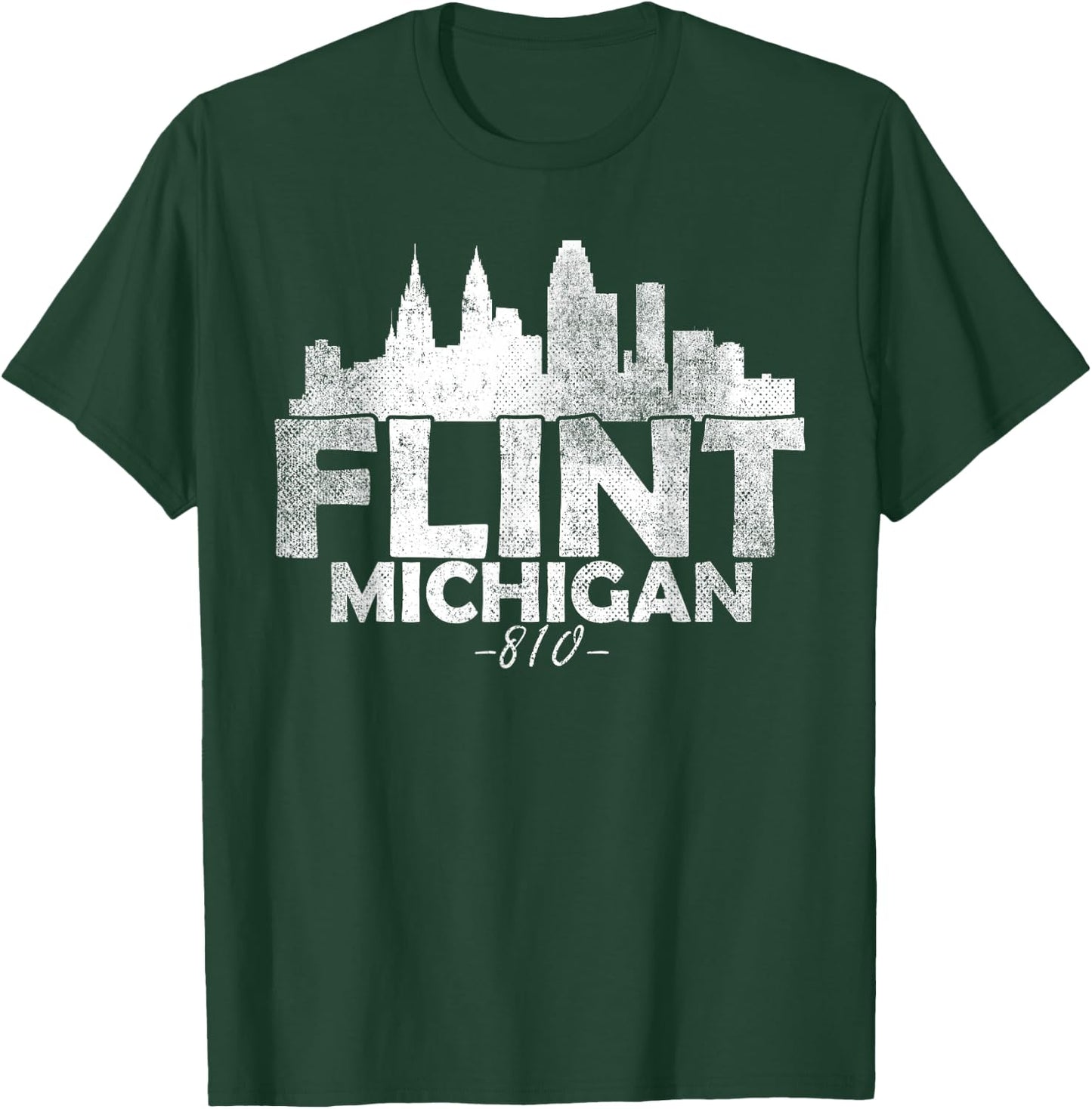 Flint Michigan MI | Skyline T-Shirt - T-Shirt | Forest
