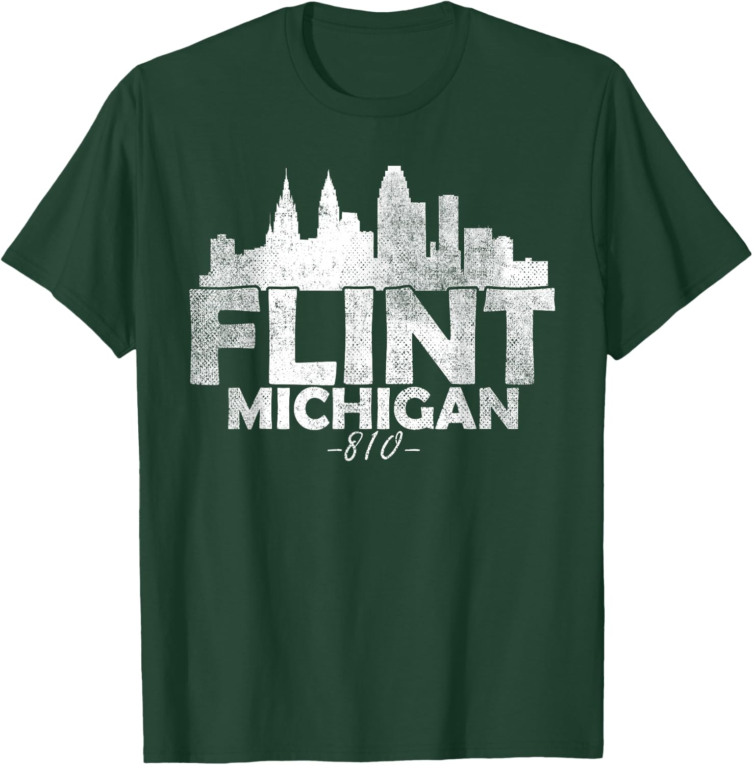 Flint Michigan MI | Skyline T-Shirt - T-Shirt | Forest