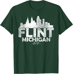 Flint Michigan MI | Skyline T-Shirt - T-Shirt | Forest
