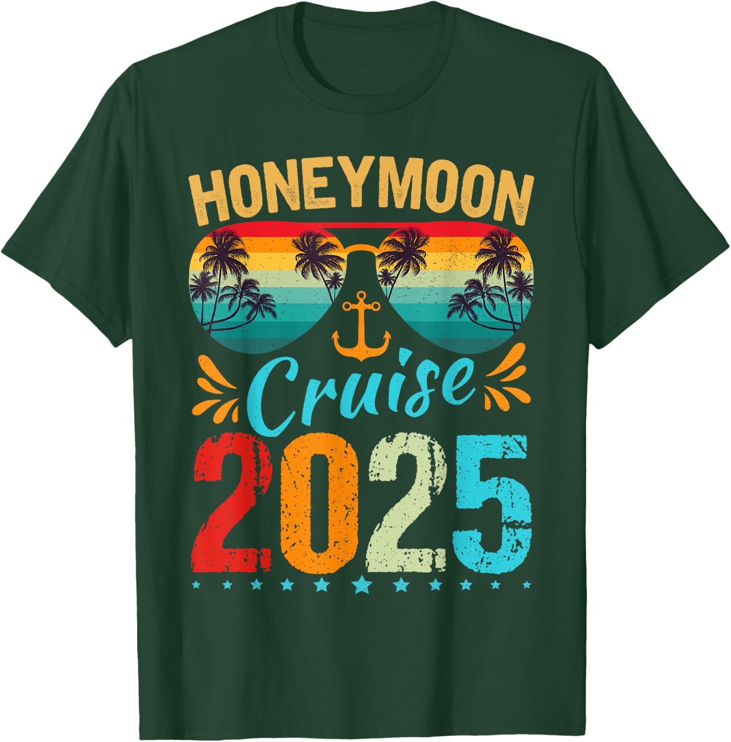 Honeymoon Cruise for Matching Couples 2025 Just Married T-Shirt - T-Shirt | Forest